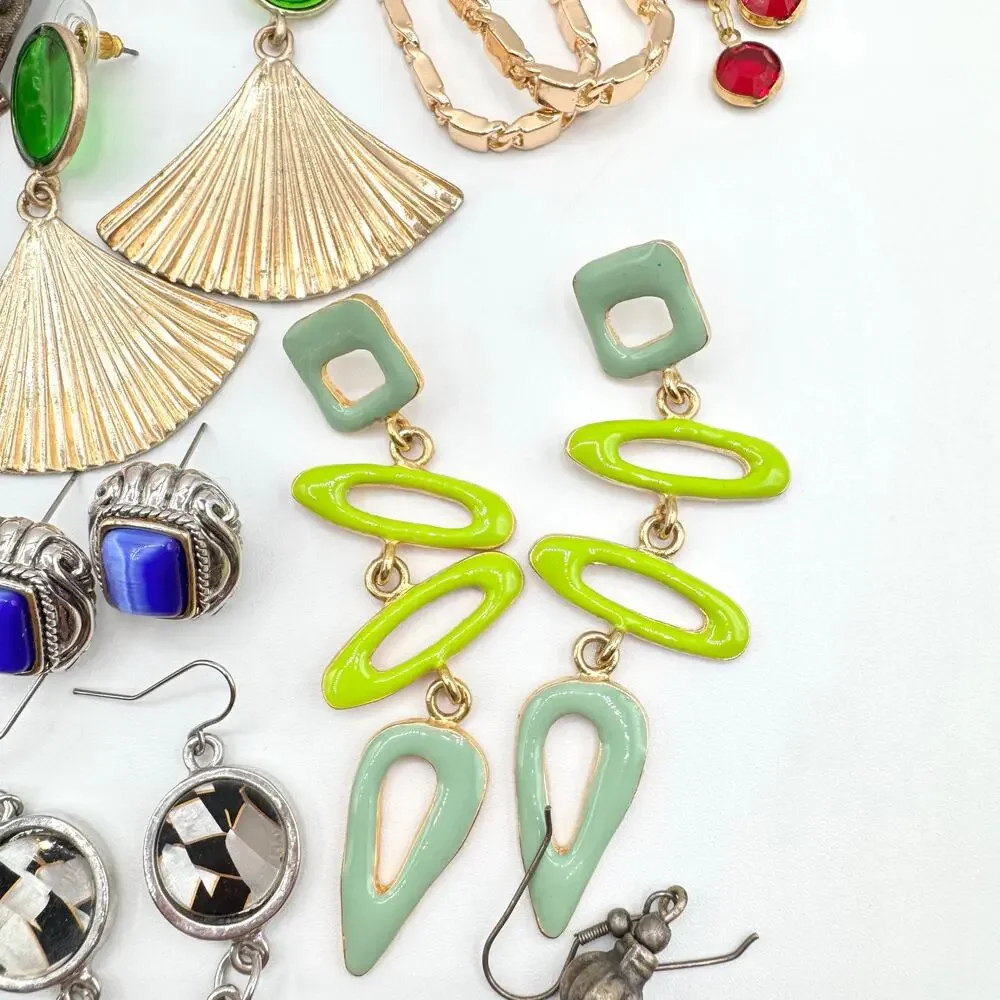 20 Pair Pierced Costume Jewelry Earring Lot Mixed Styles Vintage To Now Reseller